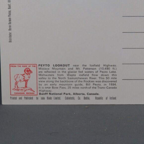 Vintage Postcard - Peyto Lake Banff National Park Canada - John Hinde - Picture 3 of 4